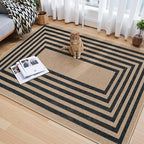 Lahome Enfys Modern Geometric Easy Jute Entryway Rug, 4x6 Black Washable Carpet for Bedroom Contemporary Thin Living Room Patio Rug, Farmhouse Non Slip Indoor Outdoor Carpet for Dining Room Backyard