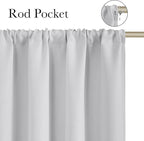 NICETOWN Greyish White Faux Linen Room Darkening Rod Pocket Curtains 63 inch Length, W42 x L63, Light Blocking Thermal Insulated Noise Reducing Drapes for Bedroom Living Room Farmhouse Decor, 2 Panels