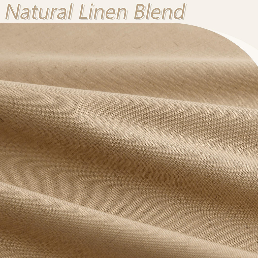 Guken 100% Blackout Linen Curtains 84 Inch Length 2 Panels Set for Living Room Bedroom Back Tab Thermal Insulated Black Out Linen Drapes Room Darkening Window Curtains 84 Inches Long,Camel Brown
