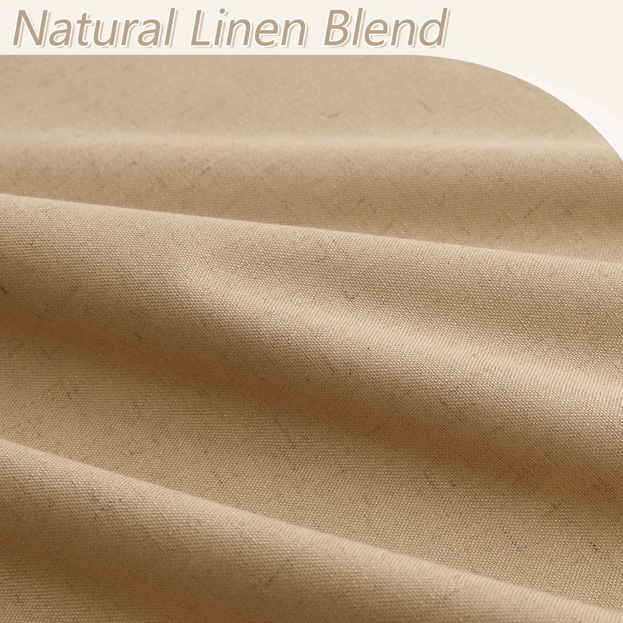 Guken 100% Blackout Linen Curtains 84 Inch Length 2 Panels Set for Living Room Bedroom Back Tab Thermal Insulated Black Out Linen Drapes Room Darkening Window Curtains 84 Inches Long,Camel Brown