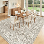 Madane 8x10 Area Rugs for Living Room, Non-Slip Washable Rug, Beige/Brown