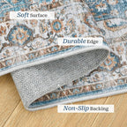 Madane Hallway Runner Rug 2x12, Extra Long Washable Runner Rugs with Rubber Backing, Non Slip Carpet Runner, Vintage Rug Runners for Kitchen Laundry Room Entryway (Navy, 2'x12')