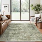 Soalmost Abstract Rug 5x7 Machine Washable Area Indoor Green Black Low Pile Non-Slip Foldable Thin Accent Rugs for Bedroom Living Room Dining Room