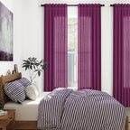 Nanspring Grape Purple Linen Curtains 96 Inch Long 2 Panels Set for Bedroom Living Room Linen Textured Window Drapes Semi Sheer Light Filtering Rod Pocket Back Tab Modern Farmhouse Curtain 52x96