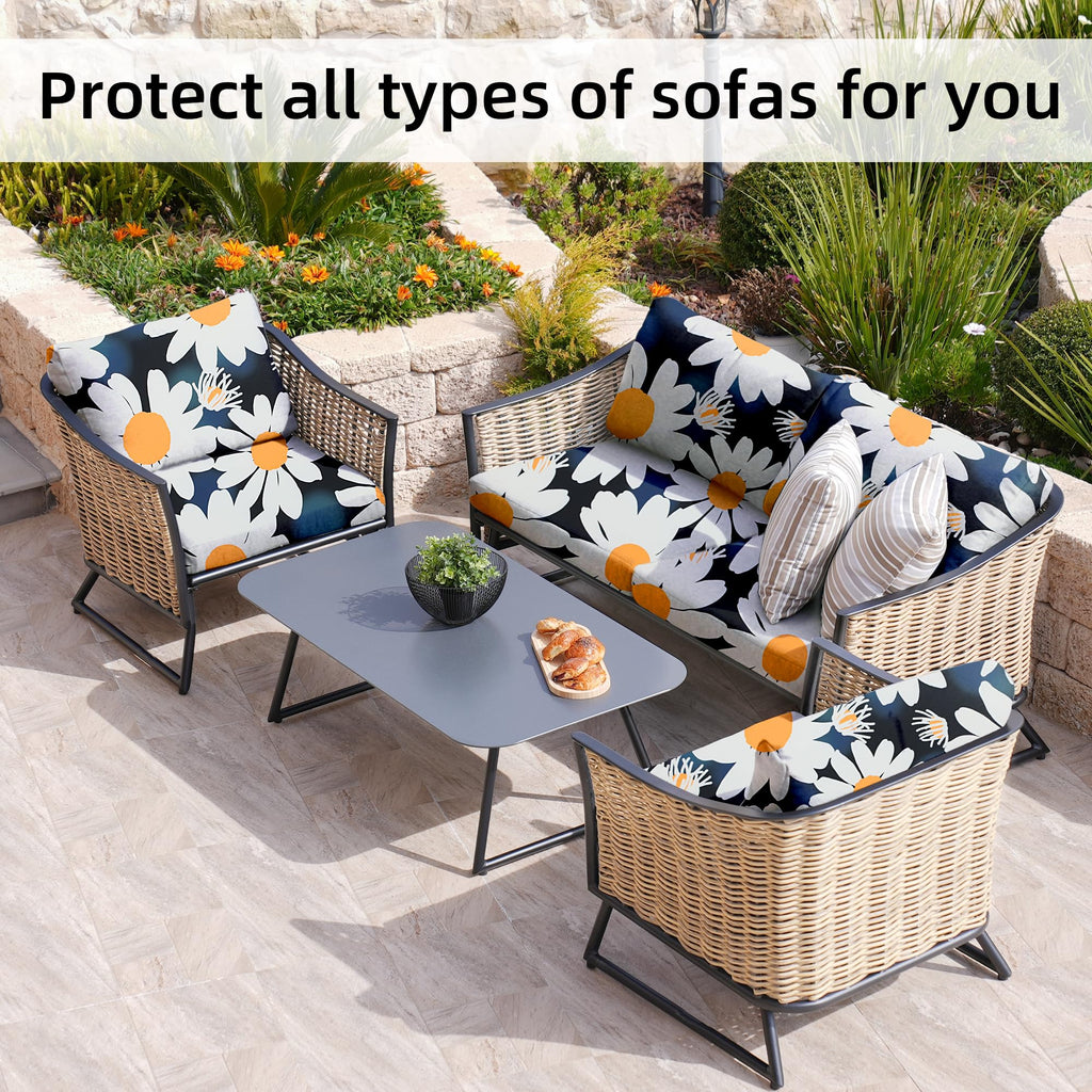 8 Piece Outdoor Cushion Covers, Patio Sofa Cushion Covers, Stretch Fit
