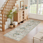 Madane Washable Runner Rug - 2x6 Rug Runners for Hallways 6 Feet Non Slip Vintage Kitchen Runner Rug Ultra-Thin Bathroom Runner Rugs Carpet Laundry Room Bedroom (2x6ft, Green)