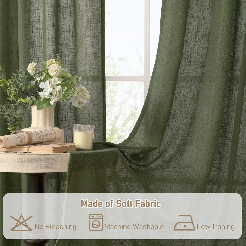 LAMIT Christmas Short Linen Curtains 36 Inch Length for Cafe Window