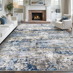 pmtsns Area Rugs 8x10 for Living Room: Washable Rug Modern Abstract Neutral Soft Non-Slip Low-Pile Indoor Large Carpet for Bedroom Dining Room Playroom Home Office (Blue Grey Brown, 8'x10')