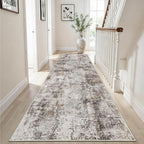 Hallway Runner Rug 2x8 Washable: Entryway Runners Rugs Non Slip Easy-to-Clean - Soft Living Room Bedroom Carpet - Thin Low Pile Printed Floor Mat for Dining Room Beige Brown