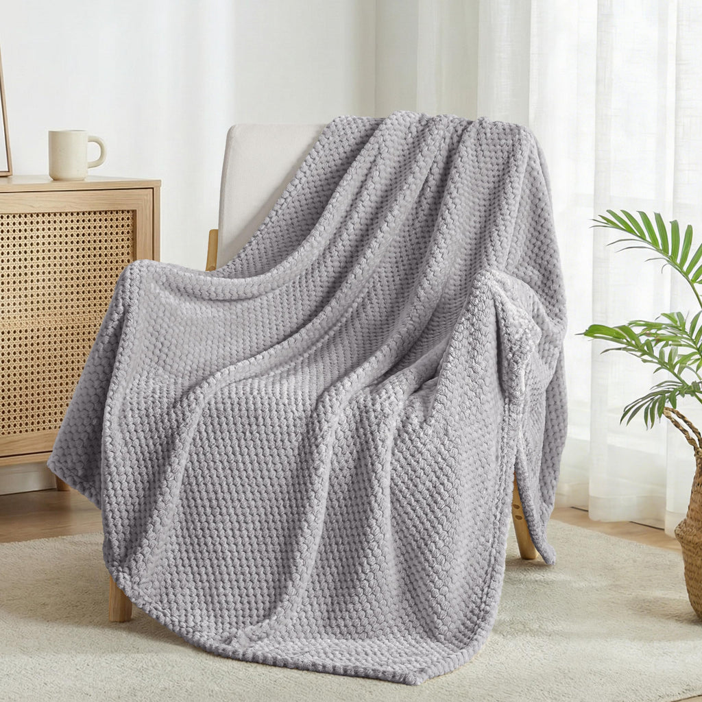 Exclusivo Mezcla Soft Waffle Fleece Bed Blanket Twin Size, Pink