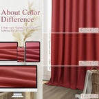Guken Red 100% Blackout Linen Curtains 120 Inch Length 2 Panels Set for Living Room Bedroom Back Tab/Rod Pocket Thermal Insulated Black Out Drapes Room Darkening Window Curtains,52x120