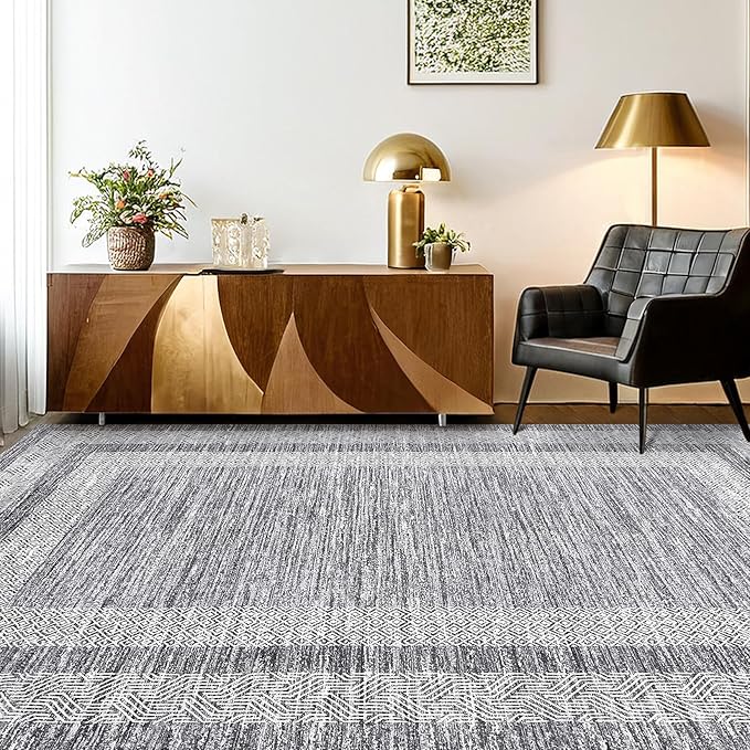 GarveeHome Modern Geometric Area Rug 5x7 Distressed Bordered Washable Non Slip Floor Carpet
