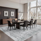 8x10 Area Rugs for Living Room, Non-Slip Backing Large Washable Rug for Nursery Room, Vintage Abstract Bedroom Rugs, Thin Indoor Home Decor Soft Farmhouse Rug (8'x10', Grey/Ivory)