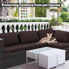 8Pcs Outdoor Cushion Covers, Patio Cushion Covers,Stretch Elastic Slipcovers, Replacement Washable Furniture Protector for Patio Couch,Thick Jacquard Textured Twill Fabric(Coffee,Cover Only)