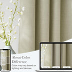 NICETOWN Beige Faux Linen Room Darkening Rod Pocket Curtains 63 inch Length, W42 x L63, Light Blocking Thermal Insulated Noise Reducing Drapes for Bedroom Living Room Farmhouse Decor, 2 Panels