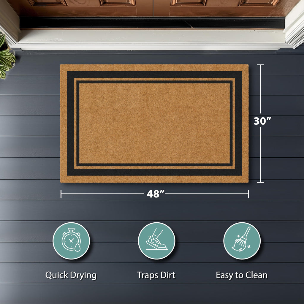 Barnyard Designs Natural Coco Coir Non-Slip Doormat (30x48, Border)