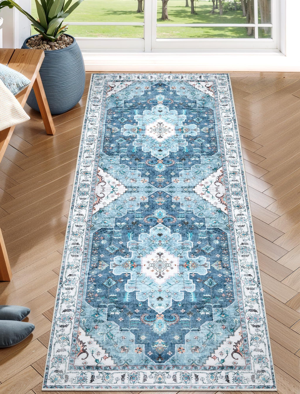 SERISSA 3x5 Washable Non Slip Boho Area Rug for Bedroom，Rust — 2' x 5' (Runner)