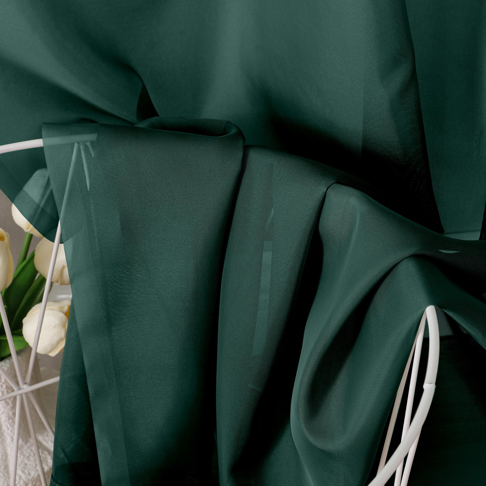 Aiyufeng Hunter Green Sheer Curtain Drapes 84 Inch Length 2 Panels for Living Room, Light Filtering Voile Green Drapes for Bedroom, Patio, Sliding Door, Each 40" W x 84" L