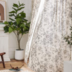 jinchan Vintage Floral Linen Curtains 90 Long for Living Room 2 Panels