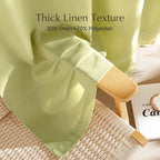 NICETOWN Fresh Green Linen Curtains for Kitchen, Thick Flax Small Window Treatments Semi Sheer Privacy Assured with Light Through for Cafe/Bathroom, W55 x L84, 2 Panels