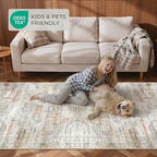 Restydon 2x5 Rug Runners for Hallways Non Slip,Kitchen Rugs,Green