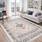 zesthome Pink Rugs for Bedroom-7x9 Area Rugs for Living Room,Blue Red
