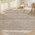 Nakagishi Area Rug Living Room Rugs: 4X4 Machine Washable Boho Large Neutral Farmhouse Stain Resistant Moroccan Indoor Floor Carpet for Bedroom Nursery Dorm Dining Room Home-Dark Brown