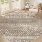 Nakagishi Area Rug Living Room Rugs: 4X4 Machine Washable Boho Large Neutral Farmhouse Stain Resistant Moroccan Indoor Floor Carpet for Bedroom Nursery Dorm Dining Room Home-Dark Brown