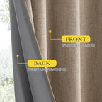 NICETOWN Burlap Vintage Open Linen Weave Flax Thermal Curtains, 100% Blackout Curtains 120" Long for Dining Room, Soundproof Window Treatment Drapes for Home Office, 62" Wide Per Panel, Set of 2