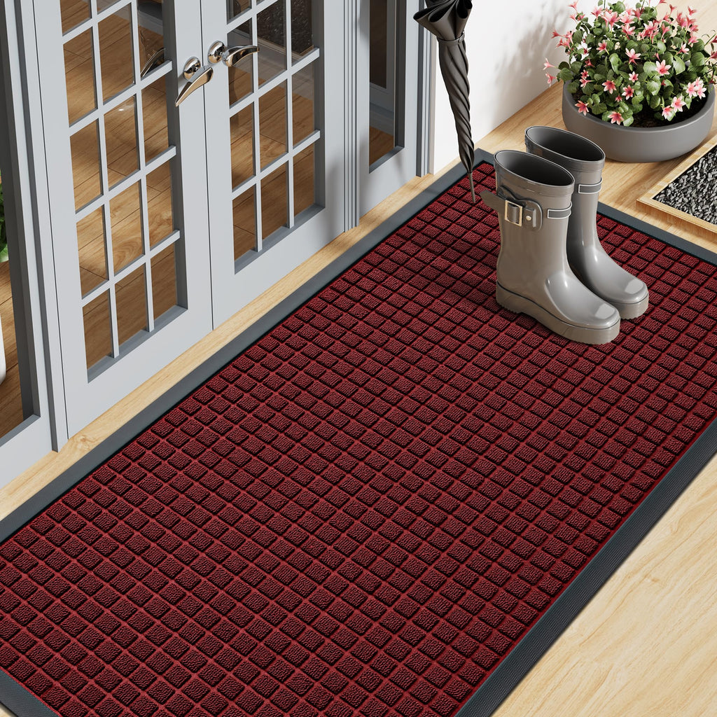 Smiry Front Door Mat Outside Entrance, Natural Rubber Doormat, 71x23 Inch