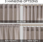 Brownish Grey Linen Curtains 120 Inch Extra Long for Living Room Back Tab Light Filtering Semi Sheer Drapes Modern Farmhouse Boho Cotton Textured Curtain for Floor to Ceiling High Window 52x120