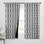 Beauoop 100% Blackout Curtains 63 Inches Long 2 Panels for Bedroom Living Room Grey Moroccan Geo Room Darkening Thermal Insulated Soundproof Rod Pocket Back Tab Window Treatments Drapes, 50x63