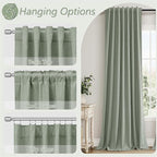 Guken 100% Blackout Curtains 100 Inch Length 2 Panels Set for Living Room Bedroom Back Tab Thermal Insulated Black Out Linen Drapes Room Darkening Window Curtains 100 Inches Long,Desert Sage