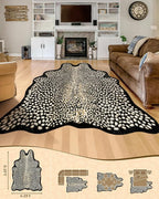 Leopard Print Rug for Living Room, Cheetah Rug 6.2x8.2 Faux Animal Print Skin Cheetah Area Rug for Bedroom Nursery Animal Fur Hide Irregular Shaped Rustic Antelope Black