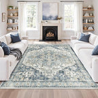 zesthome 5x7 Washable Rug-Stain Resistant Area Rugs for Living Room, Ultra-Thin Vintage Rugs, Non-Slip Backing Rug, Low Pile Large Area Rug, Boho Home Decor