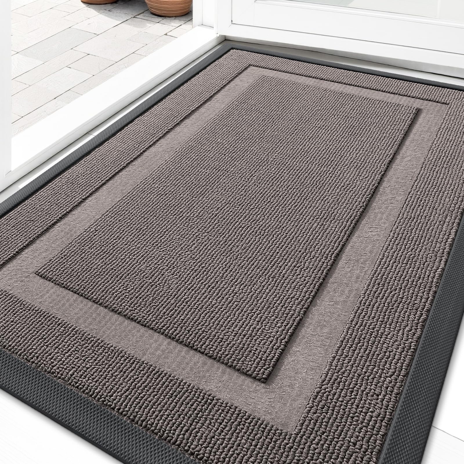 OLANLY Front Door Mat Outside 33x21, All-Season Heavy-Duty Rubber Doormat