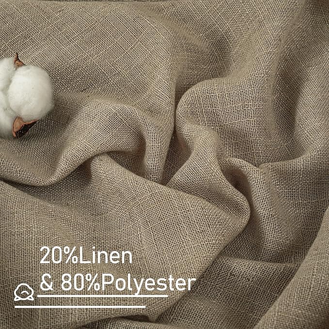 LAMIT Linen Semi Sheer Curtains 96 inches Long 2 Panels Set, Light Filtering Panels Back Tab and Rod Pocket Floor to Ceiling Curtains for Bedroom/Living Room, Taupe, 52 x 96 Inch