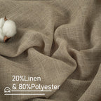 LAMIT Taupe Semi Sheer Linen Curtains 2 Panels Set Light Filtering Panels