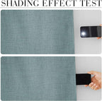 RYB HOME 100% Blackout Linen Textured Curtains 96 inches Long, Thermal Insulating Privacy Energy Saving for Bedroom Living Room Window Office Theater Baby Nursery, W 52 x L 96 in, Misty Blue, 2 Pcs