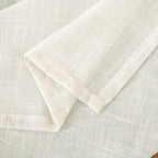 LAMIT Cream Linen Curtains 40 Inch for Kitchen Window Over Silk, 2 Panels