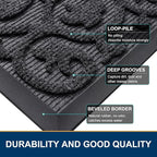 Smiry Welcome Door Mat Outside Entrance, Heavy Duty Trap Dirt and Moisture Easy Clean Low Profile Patio Porch Indoor Outdoor Front Doormat for Entry, 35x23 Inch, Grey