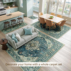 RELEANY Washable Area Rug, 3'x5', Blue/Vintage Dark Blue