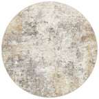 UERMEI 8ft Round Area Rug Living Room Rugs - 8x8 Washable Neutral Modern Abstract Soft Thin Rug Indoor Floor No Slip Rug Carpet for Bedroom Under Dining Table Home Office Decor - Golden Grey