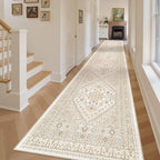 zesthome Washable Runner Rug 2.5x14 - Stain Resistant Entryway Rug,Ultra-Thin Kitchen Rugs, Anti Slip Backing Runner Rugs for Entrance Laundry Room Indoor Hallway (Cream/Beige,2.5'x14')