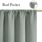 NICETOWN Sage Green Faux Linen Room Darkening Rod Pocket Curtains 63 inch Length, W42 x L63, Light Blocking Thermal Insulated Noise Reducing Drapes for Bedroom Living Room Farmhouse Decor, 2 Panels