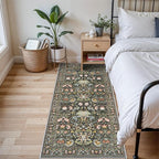 3x6 Washable Hallway Area Rugs: Vintage Floral Entryway Kitchen Runner Rug Ultra Soft Anti-Slip Beside Carpet Indoor Farmhouse Floor Mat for Bathroom Living Room Bedroom Durable Doormat(3x6,Green)
