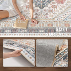 zesthome 8x10 Area Rugs for Living Room,Non-Slip Backing Washable Rugs,Vintage Large Area Rug，Stain Resistant Home Decor Rug (Multi,8'x10')