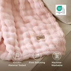Bedsure 3D Fleece Bubble Blanket - GentleSoft Pink King Blanket for Bed Sofa Girls Room Decor - Luxury Soft Cozy Spring Gifts for Kids Girls, Lightweight, Crystal Pink, 108"×90"
