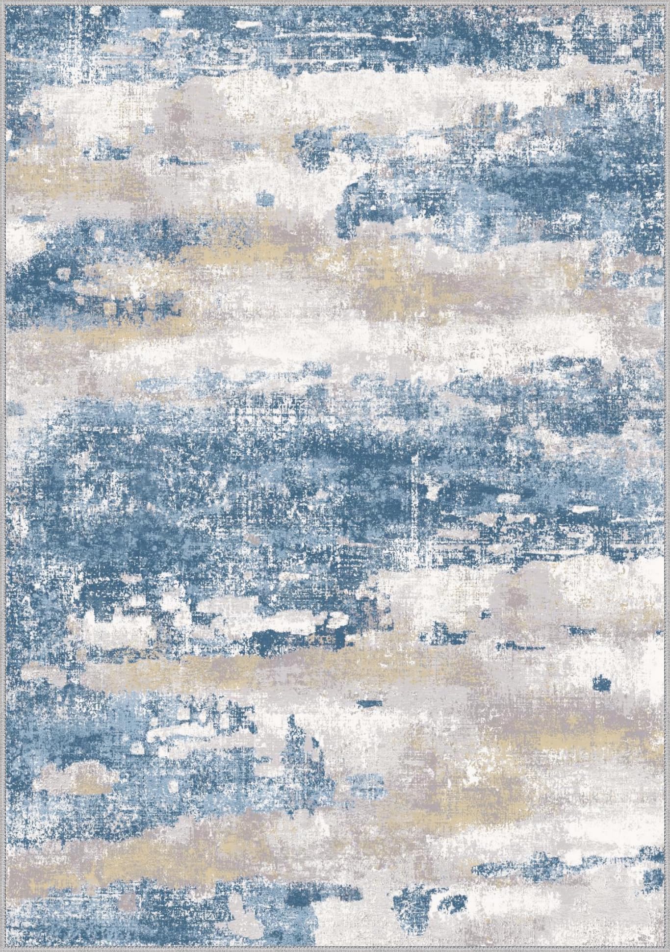 BEIMO 5x7 Area Rugs for Bedroom, Blue Cream Washable Abstract Non Slip Rug