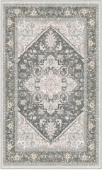 OPPODREAM Soft Area Rugs 3x5, Washable Rugs with Non Slip Backing, Low-Pile Throw 3x5 Carpet, Faux Cashmere 3 x 5 Carpet, Greenish Grey